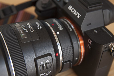 Sony @7 Mark 2 mit Commlite (EF-NEX) Adapter und Canon EF 35mm f2 IS USM